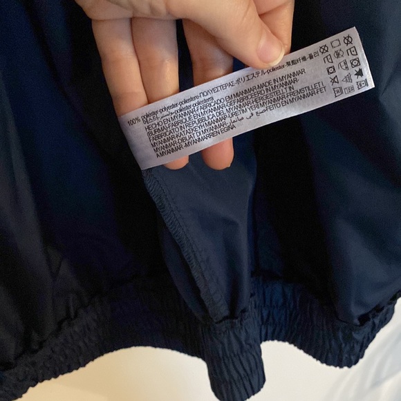 Zara Windbreaker Jacket Women US XS Oversized Zip Up Navy White Red Retro Cali - Picture 11 of 12